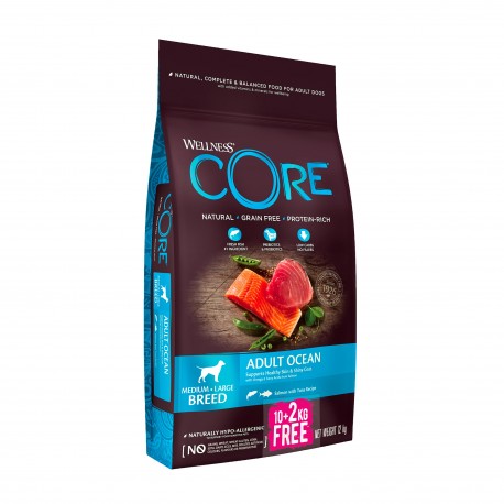 Core Adult Ocean, karma sucha, dla dorosłych psów średnich i dużych ras, łosoś i tuńczyk, 10+2 kg