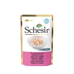 Karma mokra, dla kotów, kurczyk z szynką w galarecie, 50 g, saszetka