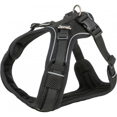 Premium FlexMesh, szelki, dla psa, czarne, M: 58–80 cm/20 mm, dostosowane dla mopsów i buldogów