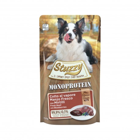 Monoprotein, karma mokra, dla psa, świeża wołowina z borówką pasztet, 150 g, saszetka