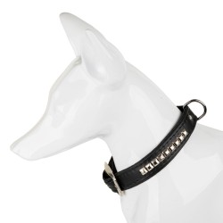 Obroża dla psa, wzór kostki, 20MM/52CM czarna