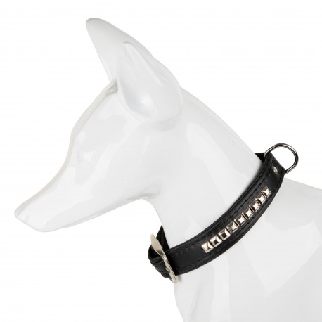 Obroża dla psa, wzór kostki, 20MM/52CM czarna