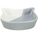 Miska ceramiczna, dla kota, w kształcie głowy kota, szara/biała, 0,2l/13 cm
