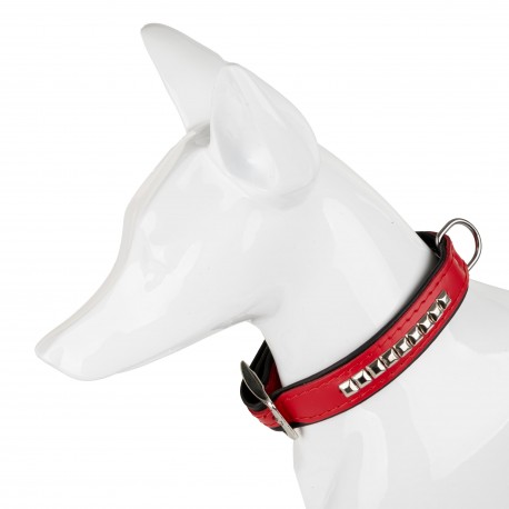 Obroża dla psa, wzór kostki, 25MM/56CM czerwona