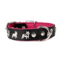 Obroża dla psa, wzór super bulldog franciski, 30MM/55CM czarno/różowa