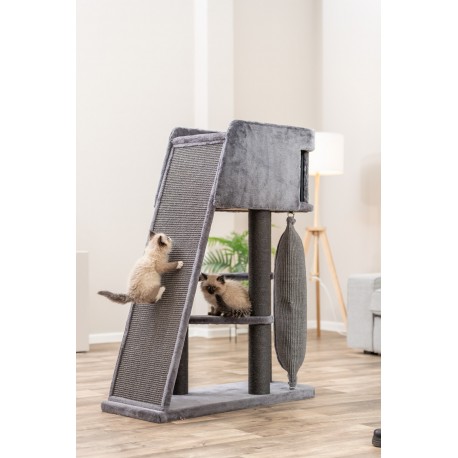 Active, drapak stojący, dla kota, szary, 122 cm, z rampą