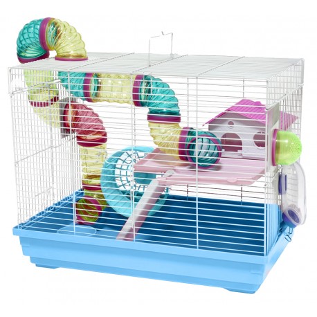 Klatka dla gryzoni do czasowego pobytu 47x30x37 cm biało/ niebieska