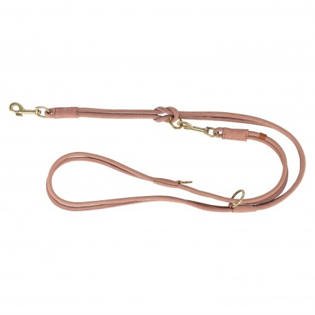 Pure, smycz regulowana, dla psa, skórzana, różowa, S: 2 m/10 mm, okrągła