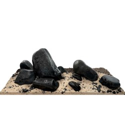 WIO Black Allure River, zestaw do dekoracji, do akwarium, czarny i jasny beżowy, 9 kg, pudełko