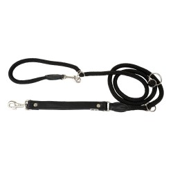 Smycz regulowana Skóra Łoś STRONG 25mm/12/220cm czarny