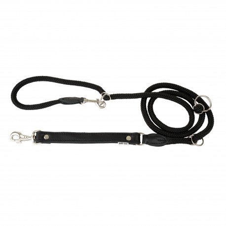 Smycz regulowana Skóra Łoś STRONG 25mm/12/220cm czarny