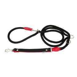 Smycz regulowana Skóra Łoś STRONG 25mm/12/220cm czerwony