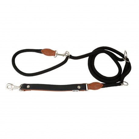 Smycz regulowana Skóra Łoś STRONG 25mm/12/220cm koniak