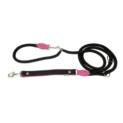 Smycz regulowana Skóra Łoś STRONG 25mm/12/220cm różowy