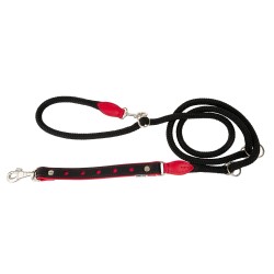 Smycz regulowana Skóra Łoś STRONG Koła 25mm/12/220cm czerwony