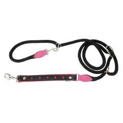 Smycz regulowana Skóra Łoś STRONG Koła 25mm/12/220cm różowy