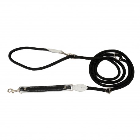 Smycz regulowana Skóra Łoś 20mm/6/220cm biały