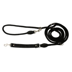 Smycz regulowana Skóra Łoś 20mm/6/220cm czarny