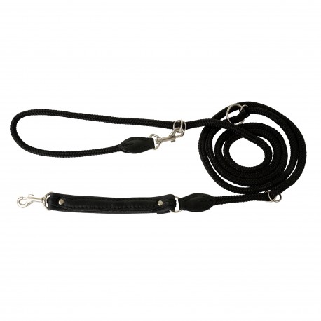 Smycz regulowana Skóra Łoś 20mm/6/220cm czarny