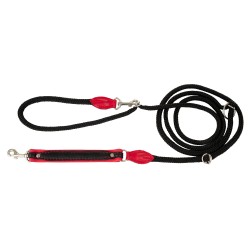 Smycz regulowana Skóra Łoś 20mm/6/220cm czerwony