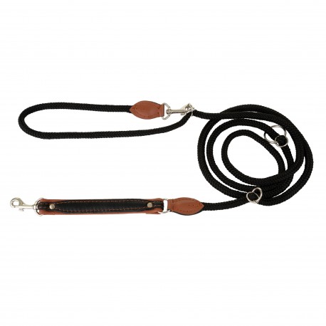 Smycz regulowana Skóra Łoś 20mm/6/220cm koniak