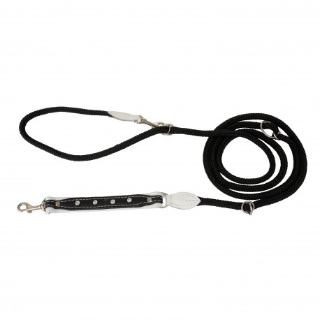 Smycz regulowana Skóra Łoś Kryształ 20mm/6/220cm biały