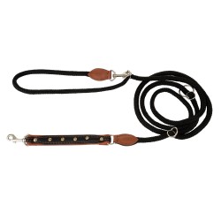 Smycz regulowana Skóra Łoś Kryształ 20mm/6/220cm koniak