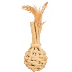 Zabawka, da kota, przędza papierowa, z piórami, 15 cm