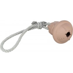 Xmas Dzwonek z linką, zabawka na przysmaki, dla psa, guma naturalna/sznur, beżowa, 12/36 cm
