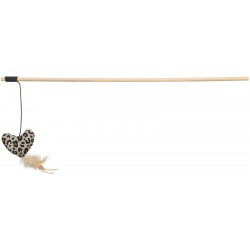 Wędka z sercem, zabawka, dla kota, drewno/plusz, 50 cm, z kocimiętką