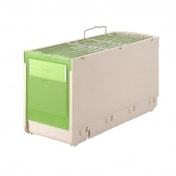 Secondino Maxi, transporter dla ptaków, beżowo-zielony, 31×11,5×wys16 cm, z miskami i żerdą