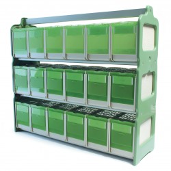 Regał, z 18 transporterami, zielony, 71x22xwys62 cm