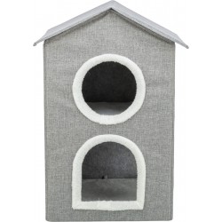 Kimy, domek, dla kota, jasnoszary, 47 x67 x 47 cm, dwupiętrowy