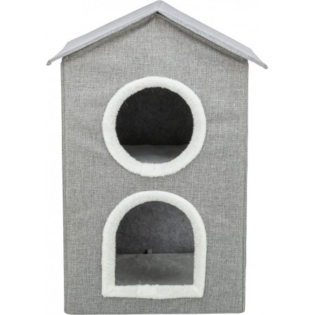 Kimy, domek, dla kota, jasnoszary, 47 x67 x 47 cm, dwupiętrowy