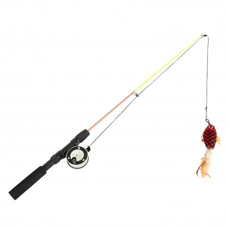 Zabawka, wędka, dla kota, materiał PE/stal/nylon, długość 75cm