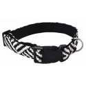 Obroża dla psa, z wytrzymałej tkaniny, wzór aztecki, biało-czarne paski, 1,5x30-40cm