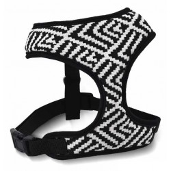 Szelki dla psa, z wytrzymałej tkaniny, wzór aztecki, biało-czarne paski, max. Obw. Szyi 40cm, obw. Klatki 52-70cm