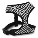 Szelki dla psa, z wytrzymałej tkaniny, wzór aztecki, biało-czarne paski, max. Obw. Szyi 40cm, obw. Klatki 52-70cm