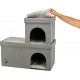 Kimy, legowisko zamknięte, dla kota, jasnoszare, 76 x72 x 37 cm, dwupiętrowe