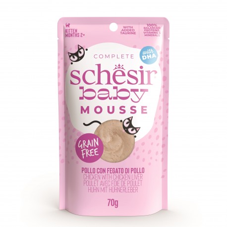 Baby Mousse, karma mokra, dla kociąt, kurczak z wątróbką, 70 g, saszetka