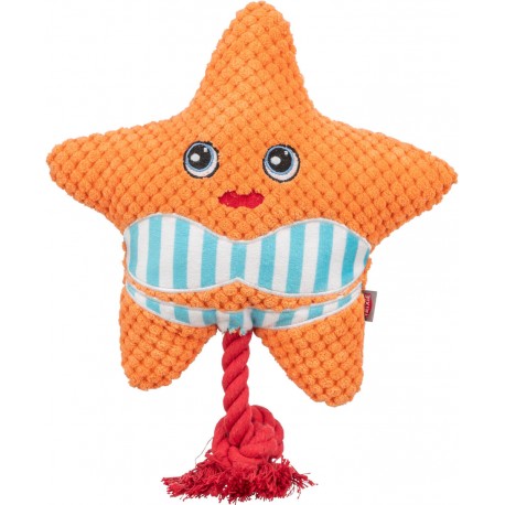Rozgwiazda ze sznurkiem, zabawka, dla psa, pomarańczowa, pluszowa, 22 cm