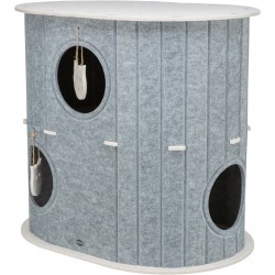 Mara, legowisko - jaskinia, dla kota, piaskowy/szary, filc, 2 poziomy, owalna, 66 × 62 × 46 cm