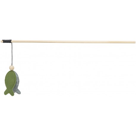 Wędka dla kota z rybką, zabawka, dla kota, drewno/filc, kocimiętka, 48 cm