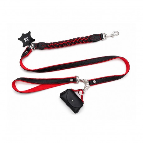 Smycz Pleciona Inferno Braid – czerwona z odpinaną rączką 25mm/140cm