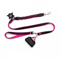 Smycz Pleciona Flamingo Force – różowy z odpinaną rączką 25mm/140cm