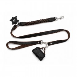 Smycz Pleciona Terra Braid – brązowa z odpinaną rączką 25mm/140cm