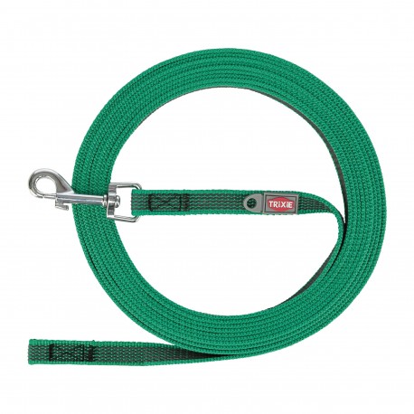 Smycz tropiąca, dla psa, gumowana, S–M: 15 m/15 mm, zielona