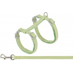 Szelki dla kota ze smyczą, dla kota, welurowe, 28–45 cm/10 mm, 1,20 m, zielone