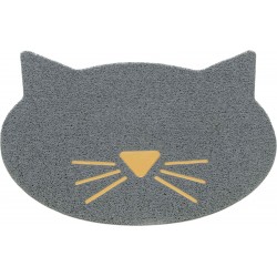 Mata pod kuwetę, dla kota, głowa kota, PVC, 60 cm/50 cm, jasnoszara