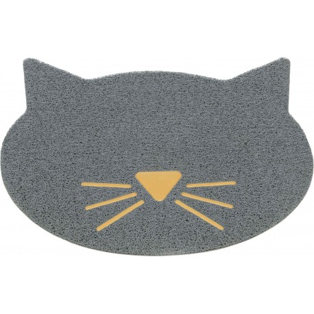 Mata pod kuwetę, dla kota, głowa kota, PVC, 60 cm/50 cm, jasnoszara